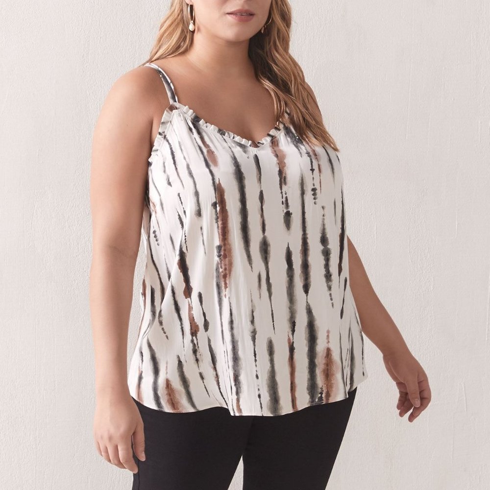 NWOT Addition Elle Tie Dye V-Neck Ruffle Tank Top